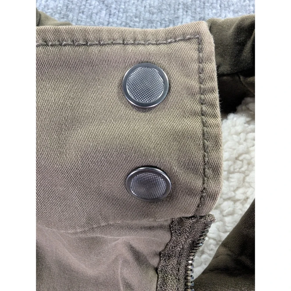 Marrakech Anthropologie Womens Small Sherpa Lined Vest Olive Green Cotton
